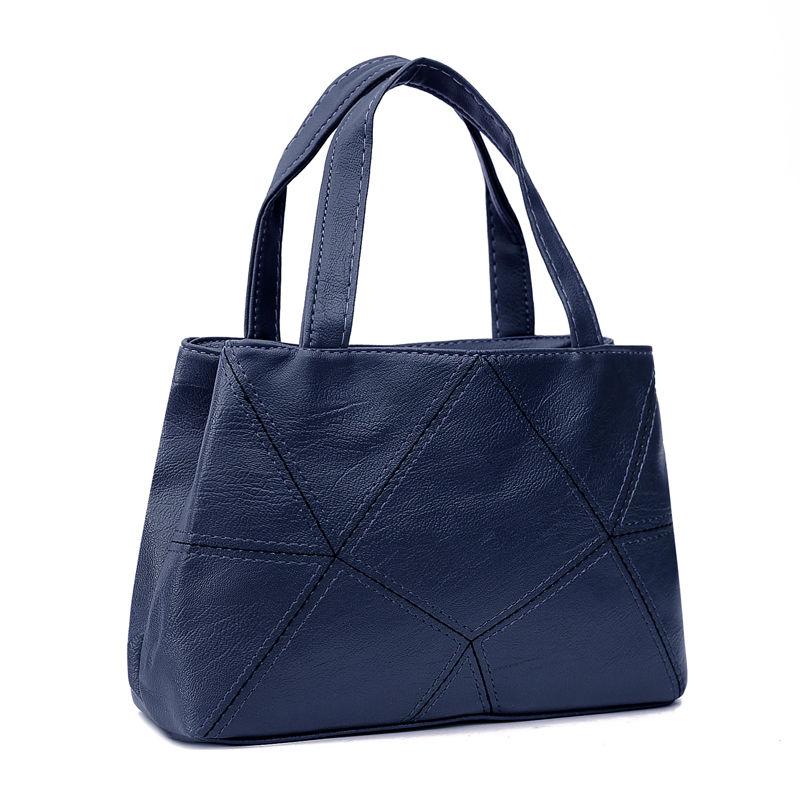 Weiche PU-Handtasche für Damen, einfarbig, strukturiert, quadratische Tasche, vielseitige, lässige Geldbörse, Vintage-Einkaufstasche