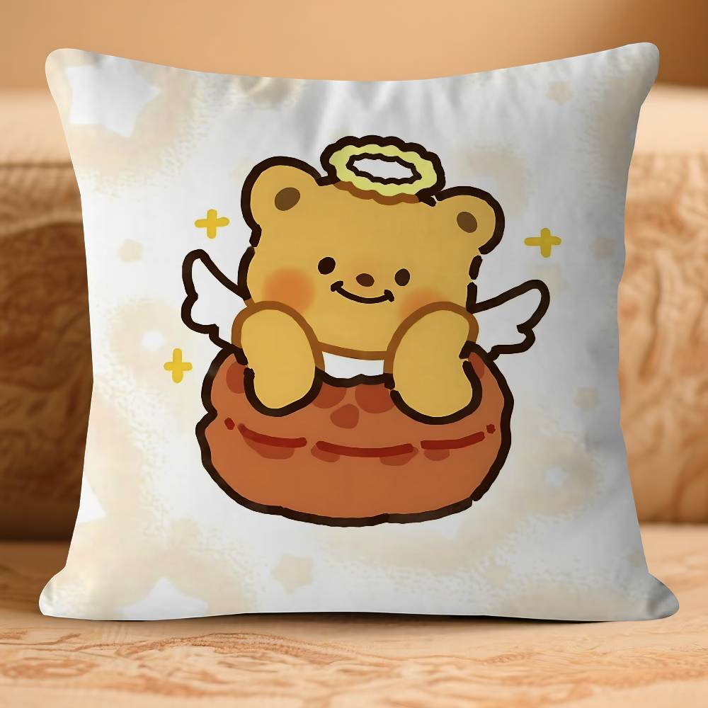 

CUTE Butter Bear 45*45cm Cushion Cover Pillow Cover Decor Pillowcase Home Pillowcase For Couch Pillow 16x16Inch