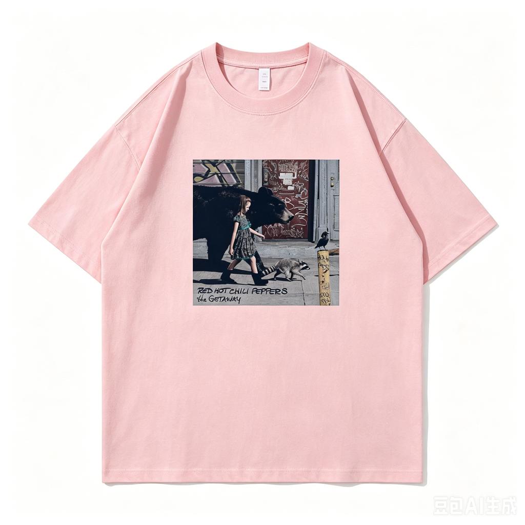 Red Chili Band Retro American Street Vintage Nirvana Relaxed Loose Cotton RoundNeck Rock ShortSleeve TShirt