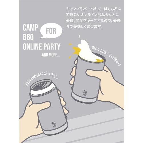 CB JAPAN Can Holder, Gray, 350ml, Stainless Steel, Vacuum Insulated, Dual-Walled, for 350ml Canned Drinks