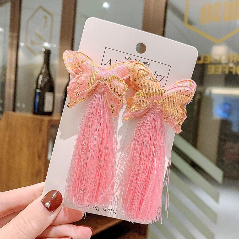 Ball Red Butterfly Children Barrettes Duckbill Clips Chinese Hanfu Hair Clips Festival Hairpins