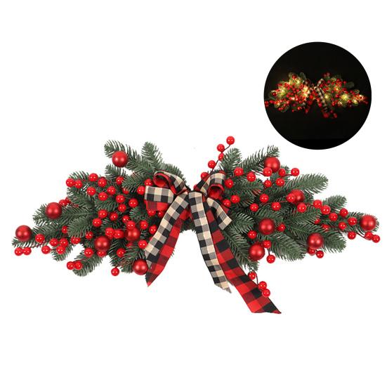

Искусственный рождественский бантик, ягоды, праздничная зелень с лентой, красные изысканные рождественские украшения B
