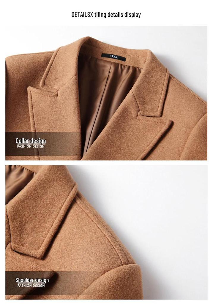 Trench in Lana da Uomo Doppiopetto - Lungo, Sopra il Ginocchio, Capo d'Abbigliamento Caldo per Autunno/Inverno, Stile Business Casual per Tutte le Età.