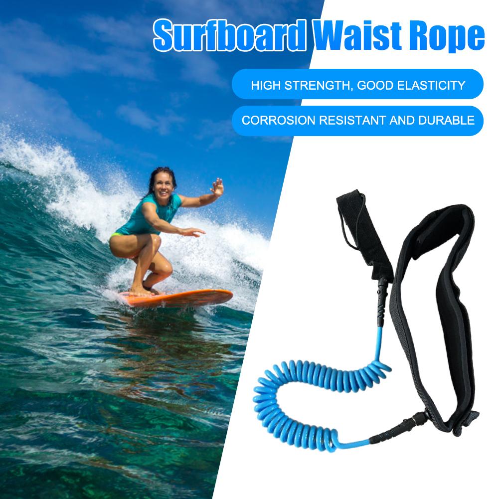 Surfboard Leash Maximum Tensile Length Up To 10 Feet Safety Board Leash Adjustable Coiled Surfing Leash for Stand Paddle Boards