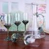 Europäisches Vintage Emaille Weinglasbecher, Kristallkelche, Rotweingläser, Becher, Hochzeitsgeschenk mit Geschenkbox, 350ml, 1 Set
