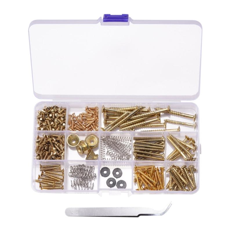 Набор винтов для гитары из 254 шт., 9 типов, ассортимент с пружинами для гитарного бриджа, пикгарда, колков, переключателя, neck plate золотистый