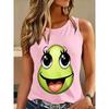 Women's Round Neck Fun Print Sleeveless Vest Summer Fashionable Comfortable Loose  Versatile Sports Leisure Vest