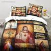 Neues Jesus Christus Kirche Maria Christliches Religiöses Bettwäsche-Set Bettbezug Weiche Steppdeckenhülle Kissenbezug Bettdecke King Queen Größe
