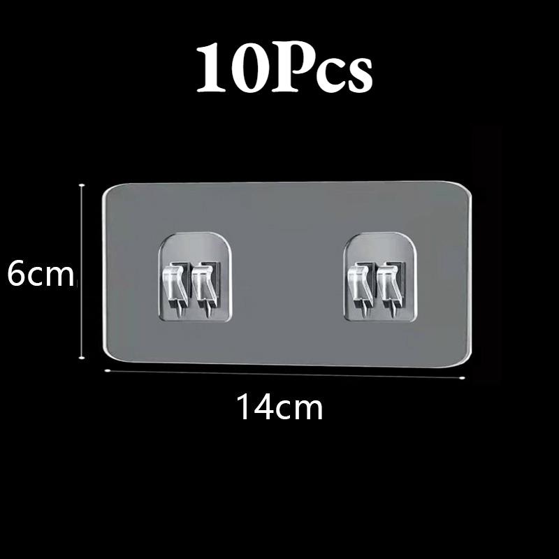 11PCS Transparent Adhesive Storage Rack Sticky Hooks No Drill Bathroom Kitchen Shelf Holder Iron Support Strong Bearing Capacity