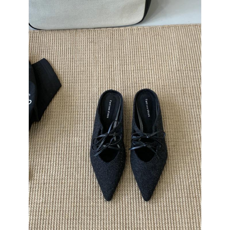 2025 new pointed toe bag head half slippers women's fashion versatile one-pedal lazy shoes flat muller shoes