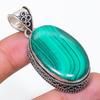 Natural Malachite Gemstone 925 Sterling Silver Jewelry Pendant 2.17" AP-14312