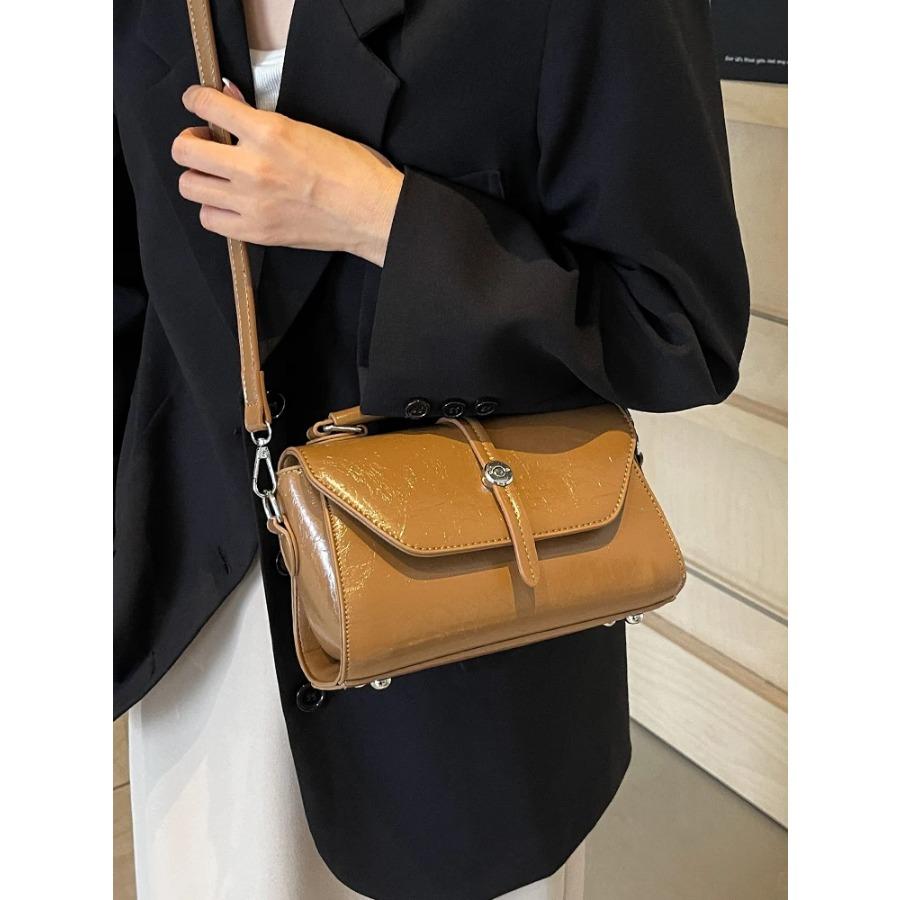 Fashion Sliver Damen Umhängetaschen PU Leder Klappendesign Tote Kleine quadratische Packung Trendy Vielseitige Lady Schultertasche