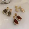 New Korean Fashion Earrings Zircon Square Stone Earrings Vintage Gold Color Small Earrings for Women Jewelry Accessorries Gift