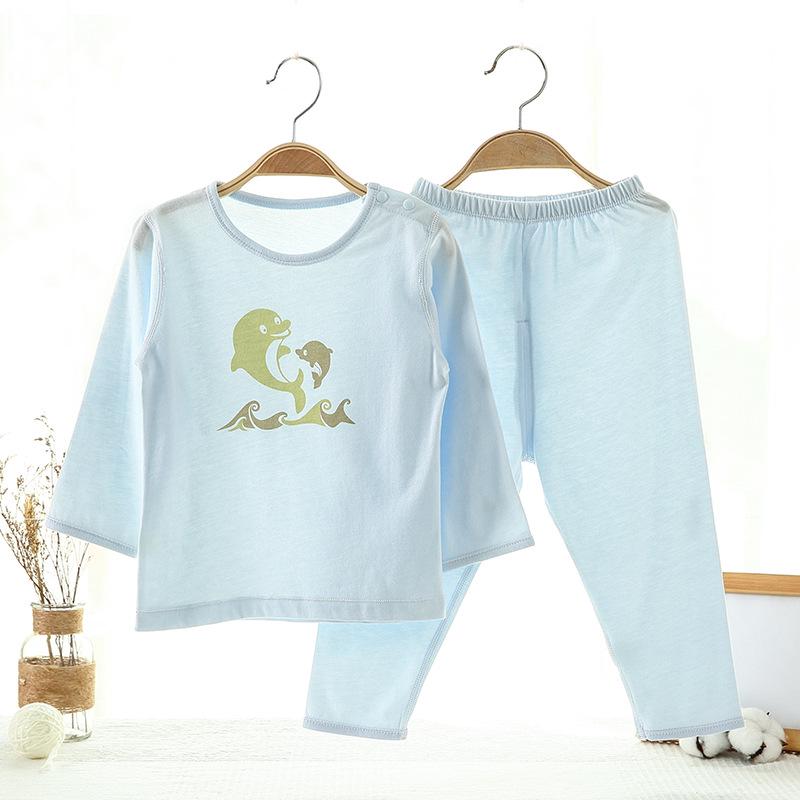 Children's Spring/Summer Cotton Pajamas: Tagless Long Sleeve Set for Boys and Girls