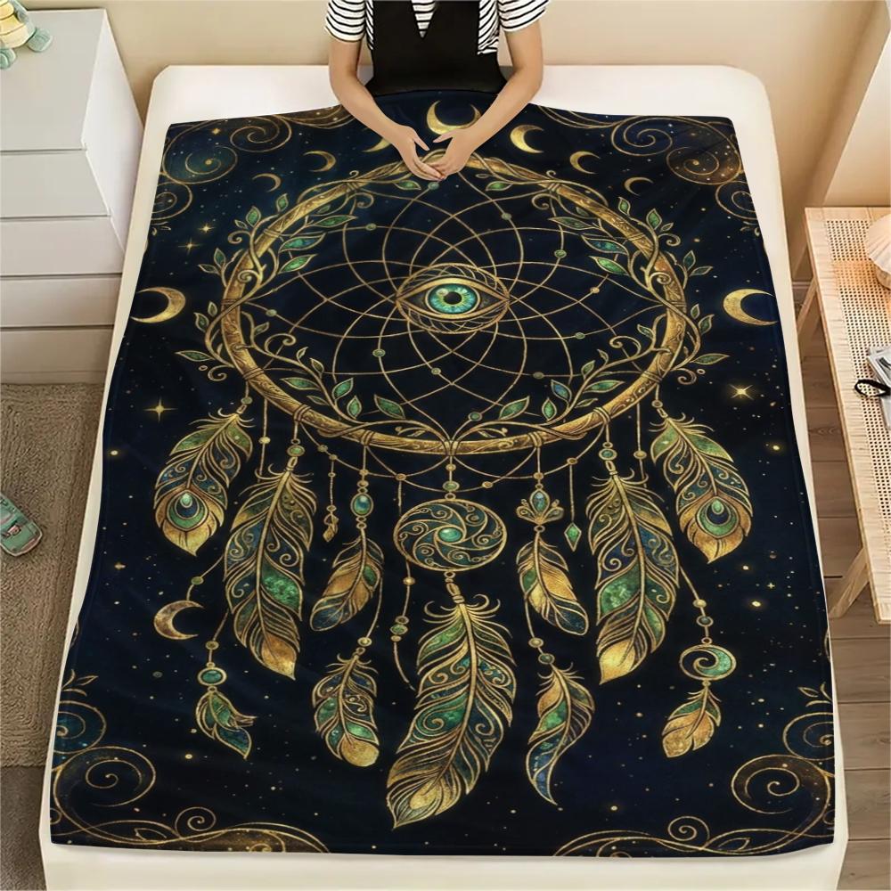 1Pc Dreamcatcher Print Flannel Blanket, High Quality Comfortable for All Seasons, Home Decor, Warmth and Comfort, Perfect for Christmas Gifts W92