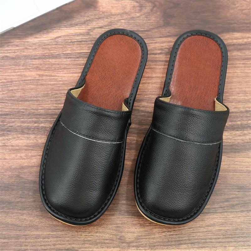 Leather Slippers Oversized Non-Slip Leather Slippers Winter Spring Autumn Summer Indoor Slipper for Men Women