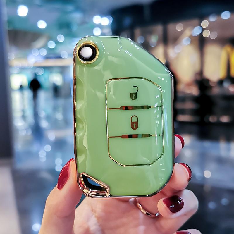 Fashion TPU Remote Car Key Case Cover Shell Fob Protector For Jeep Wrangler JL JK JLU XD 2018-2022 Holder Keychain Accessories