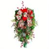1 Stück Kreative Schleife Weihnachtsglocke Überkopf-Baum Rote Frucht Kiefernnadelgirlande, Geeignet für Außenbereich Zuhause Hochzeit Feiertagsparty Dekoration