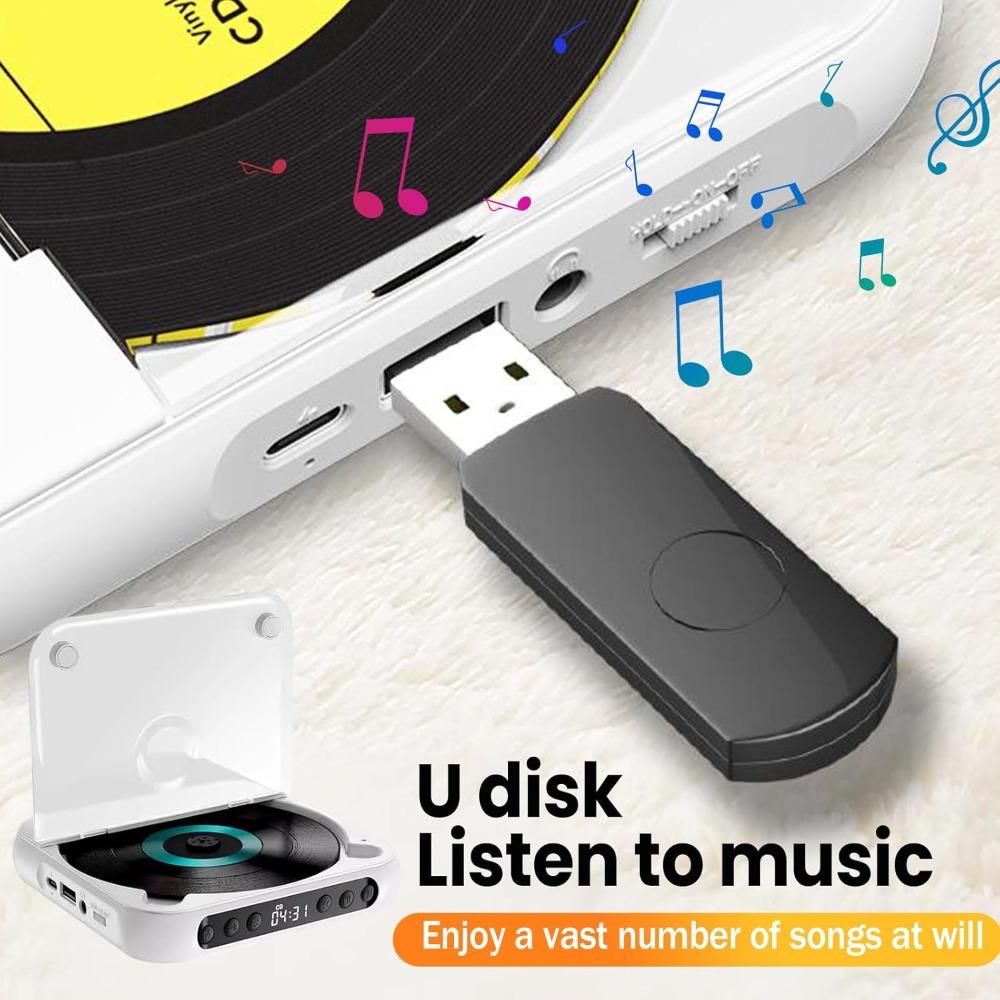 Portable Bluetooth CD Player, New 2025 Model, High-fidelity Sound Quality, Supports Wireless and Wired Playback, Rechargeable Compact CD Player.