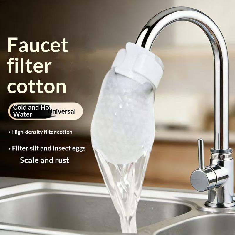 Water-Saving Universal Faucet Filter with Splash-Proof Cotton Bag and Secure Strap for Bathroom