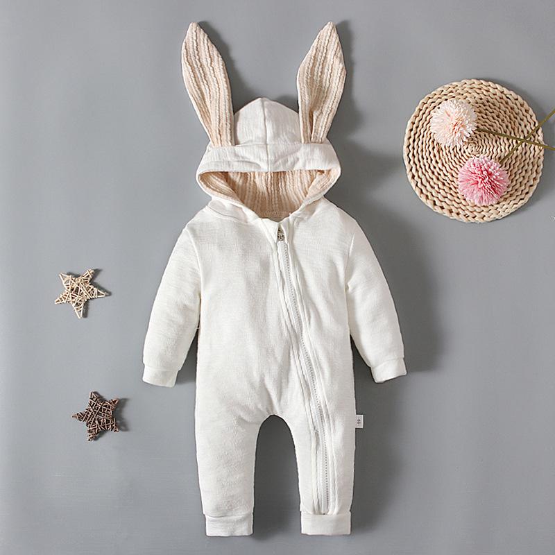Easter Bunny Ears Hooded Romper for Girls - Spring & Autumn Style