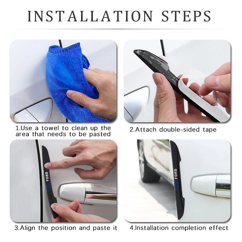 CUSH7 4PCS Bumper Anti-collision Strip Car Door Edge Anti-Scratch Protector Stickers For Ford Focus Mondeo Mustang Fiesta Kuga Escape
