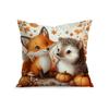 Home Decor Cute Hedgehogs & Foxes Autumn Scene Pillow Covers Pattern Cushion Cover Suitable For Sofa Bedroom Car Pillow Cover