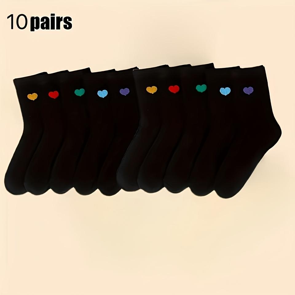 

10 pairs of black and colorful mid-calf socks for outdoor sports comfort leisure fitness and girls