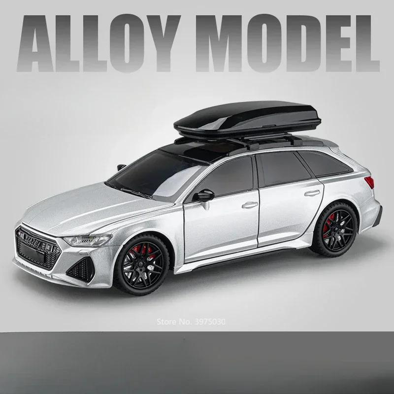 

1:24 Scale RS6 Police Cars Toys Alloy Models Diecast 6 Doors Opened Miniature Vehicle Sound Light Toy for Kids Collection Gifts
