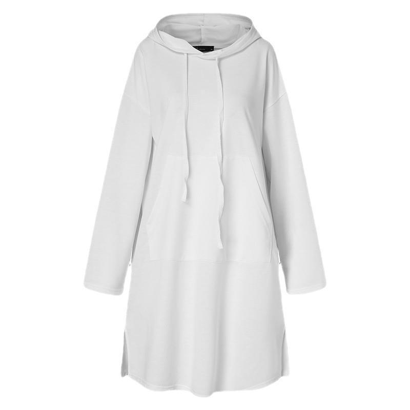 Wiosna Jesień Nowa Moda Uliczna Japoński Styl Damska Bluza z Kapturem Luźna Średniej Długości Jednolity Kolor Minimalistyczna Bluza Wkładana