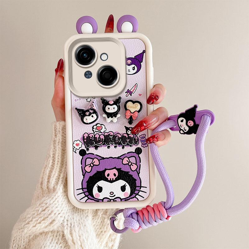 KEYSION Cute Ear 3D Cartoon Case for TECNO Spark Go 1 1S Go 2025 with Bracelet Silicone Shockproof Phone Cover for TECNO Pop 9 4G
