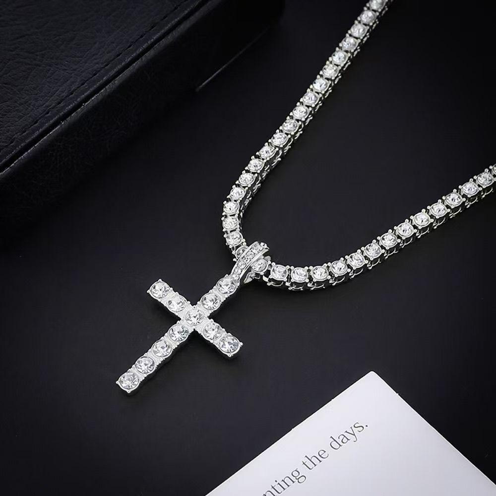 4mm Alloy Cuban Tennis Chain Necklace: Hip Hop Layered Clavicle Jewelry with Pendant for Men