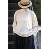 Autumn Beige Round Neck Long Sleeve Knit Top for Layering and Spring Commute