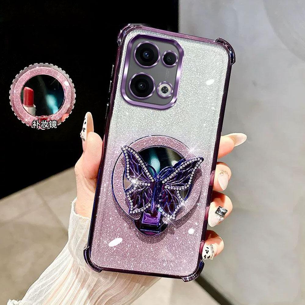 Mirror Butterfly Bracket Magnetic Holder Case for Xiaomi POCO F7 X7 Pro F7 Ultra X6 X5 F6 F3 M6 Pro C65 C75 C71 Shockproof Cover