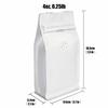 50 White Self-Standing Bags, 4 oz, 100g Capacity, Zip-Closed Aluminum Food Bags, 9.5 x 18.5 x 5 cm, Heat Sealer Compatible