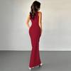 Stylish and Sexy Deep V-neck Sleeveless Backless Evening Gown Fashion Dress for Women