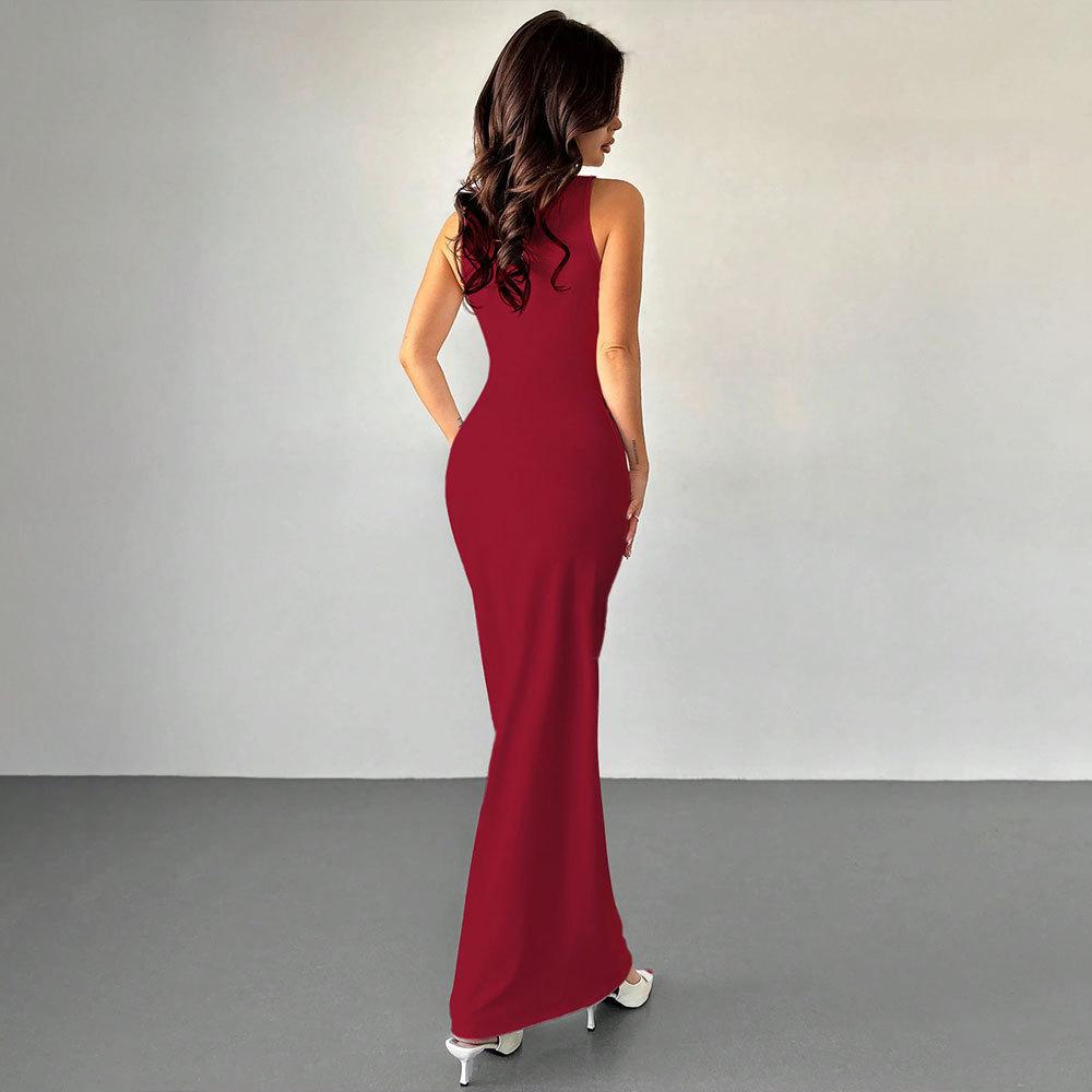 Stylish and Sexy Deep V-neck Sleeveless Backless Evening Gown Fashion Dress for Women