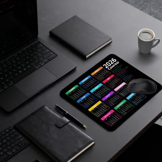 2026 Takvim Kaymaz Kauçuk Tabanlı Dikdörtgen Su Geçirmez Ev Ofis Oyun Bilgisayarı Dizüstü Bilgisayar Mousepad Masa Matı PC Aksesuarları