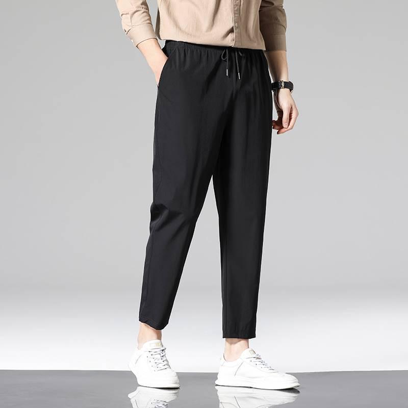 2022 Men's Summer Ice Silk Casual Sports Trousers - Lightweight Straight Nine-Point Pants