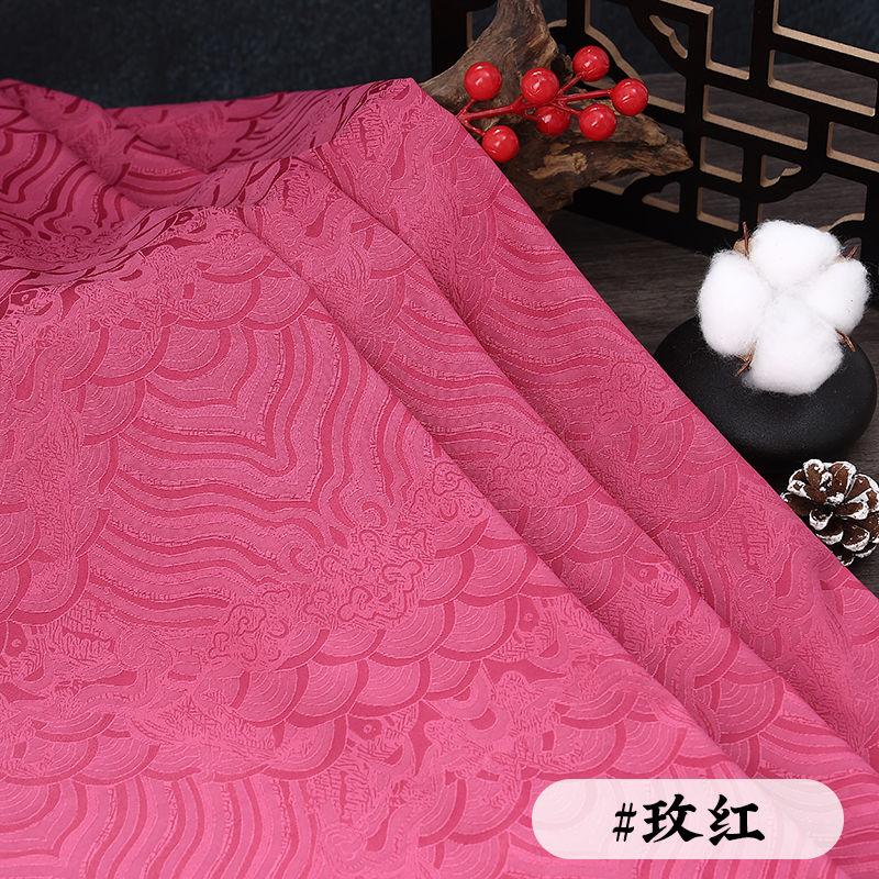 Wave Jacquard Fabric Micro Stretch Breathable By The Meter for Hanfu Dress Horse Face Skirt Sewing Anti Wrinkle Cloth White Red