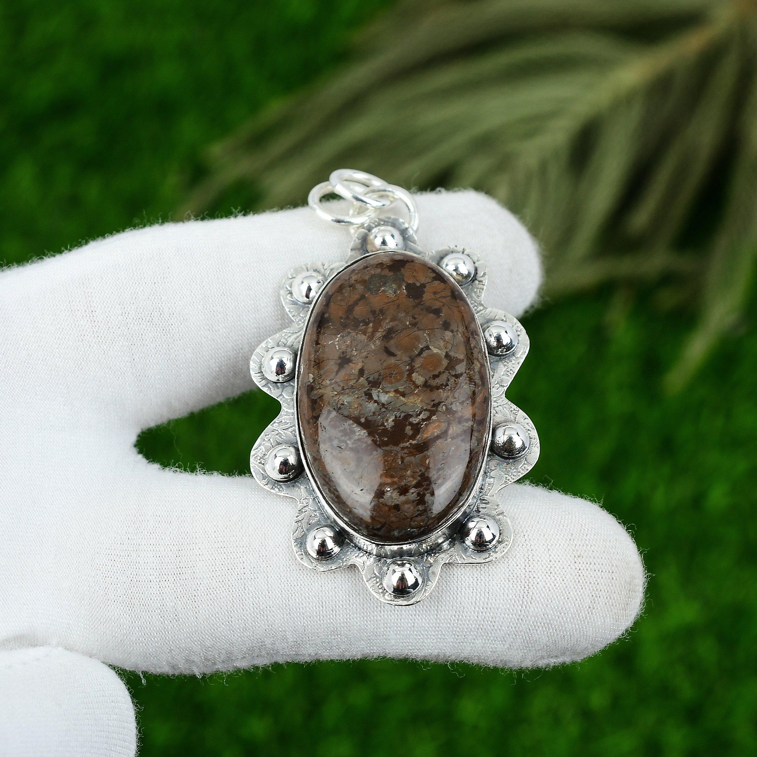 

Gila Monster Stone 925 Sterling Silver Engagement Artisan Bezel Pendant Jewelry