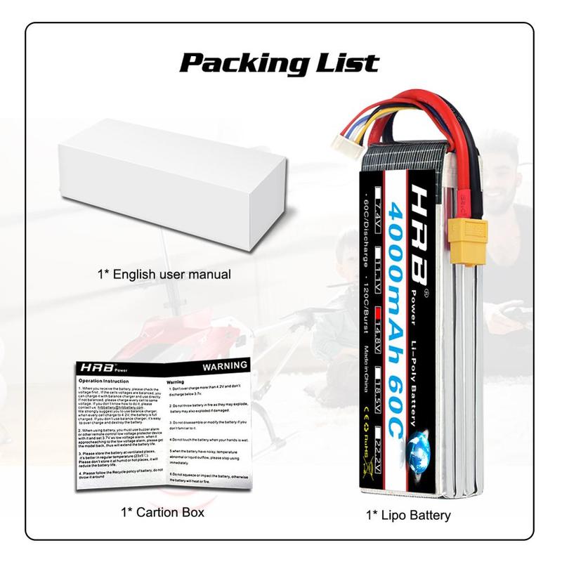 HRB 4S Lipo Battery 14.8V 2200mAh 3300mah 4000mah 5000mAh 6000mAh 30C 50C Deans AKKU for RC Car Quadcopter Helicopter Airplane