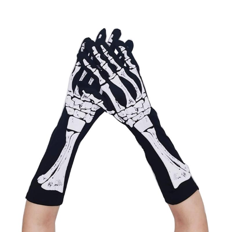 

Unisex Adult Cosplay Gloves Spooky Skull Hand Shape Skeleton Gloves Halloween Full Finger Mittens for Carnivals Party 1