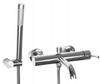 Silver Bathtub Faucet Wall Hose Handset Chrome Gloss Lungo Chrome Rea