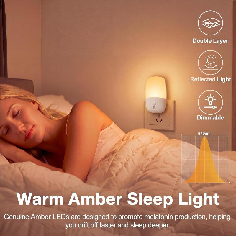Safe LED Night Light for Kids Sleep Dusk to Dawn Sensor Mountable US EU Plug for Nursery Hallway Bathroom