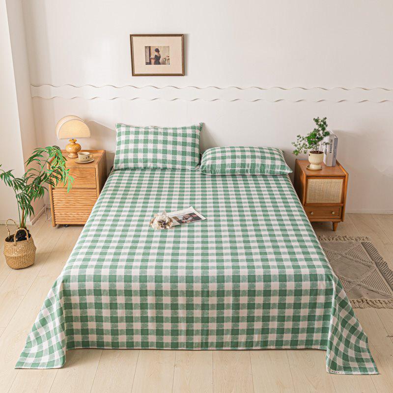 Striped Coarse Cloth Bed Sheet Set: Washable, Skin-Friendly, Cool Mat for Home & Dorm. Available In Single/Double Three-Piece Set.