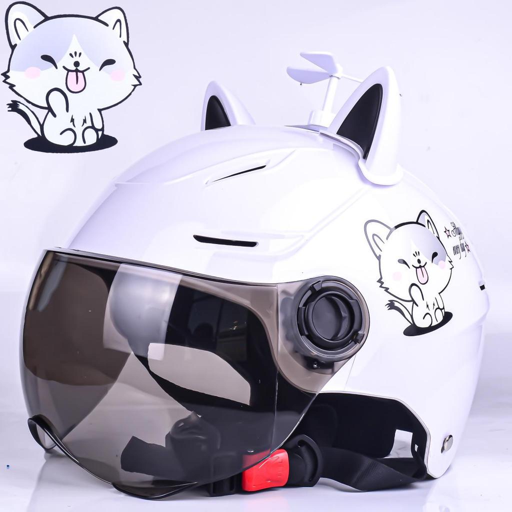 3C Certified Cat-Themed Lightweight Electric Bike Helmet - Summer Riding Sun Protection Safety Helmet