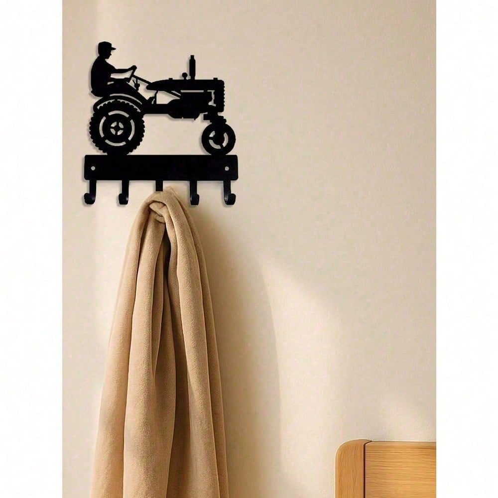 6" Rustic Wood Key Holder w/ 5 Hooks, Farmhouse Entryway Organizer & Gift