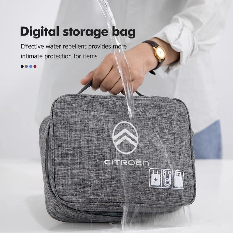 OCDK9 Car Data Cable Storage Case USB Hard Drive Protection Bag For Citroen C4 C3 C5 C1 C2 C6 VTS C4L DS3 DS4 DS5 Grand Berlingo