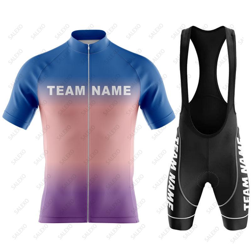 Abbigliamento da Ciclismo Personalizzato con Nome Squadra Uomo Set da Ciclismo Abbigliamento per Bici Traspirante Anti-UV Abbigliamento da Bicicletta Set Maglia da Ciclismo a Manica Corta